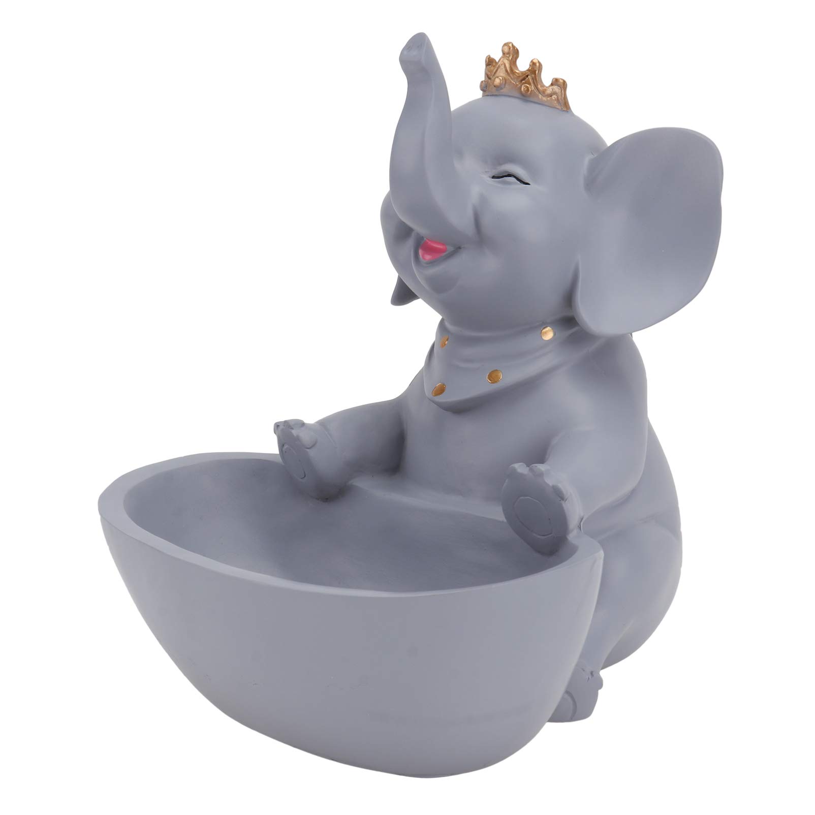 VOSAREA Elephant Key Holder Bowl Creative Entryway Sundries Container Phone Coin Change Jewelry Tray Resin Elephant Figurine Key Storage Box for Housewarming Gray