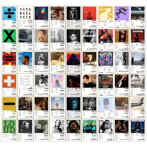 Image of Pack of 54 English Songs Posters - Music Cards | Iconic Singers, Albums & Song Art | Wall Decor for Music Lovers, Glue Dots included, 6X4 Inches Size