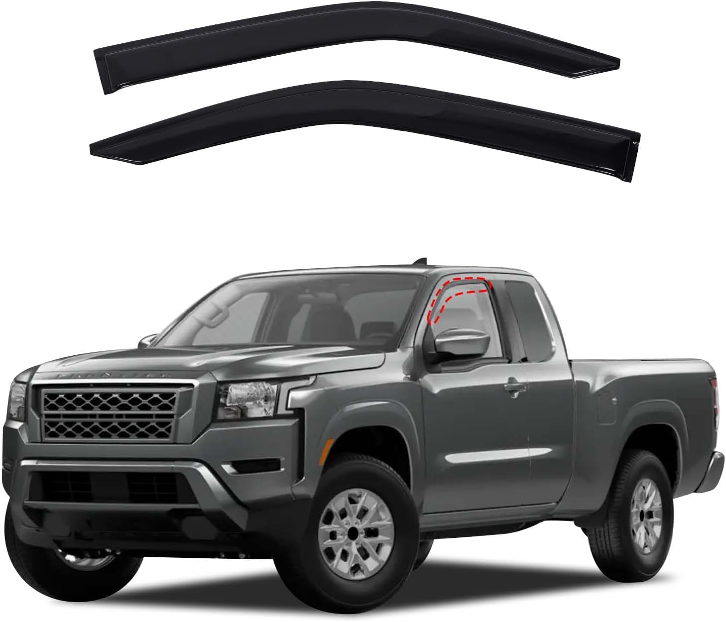 Side Window Rain Guards Visor Deflectors Compatible with Nissan Frontier 2022-2025, Window Deflectors Outside Mount Rain Guards for Car Windows, 2Pcs, Fit for 2 Door