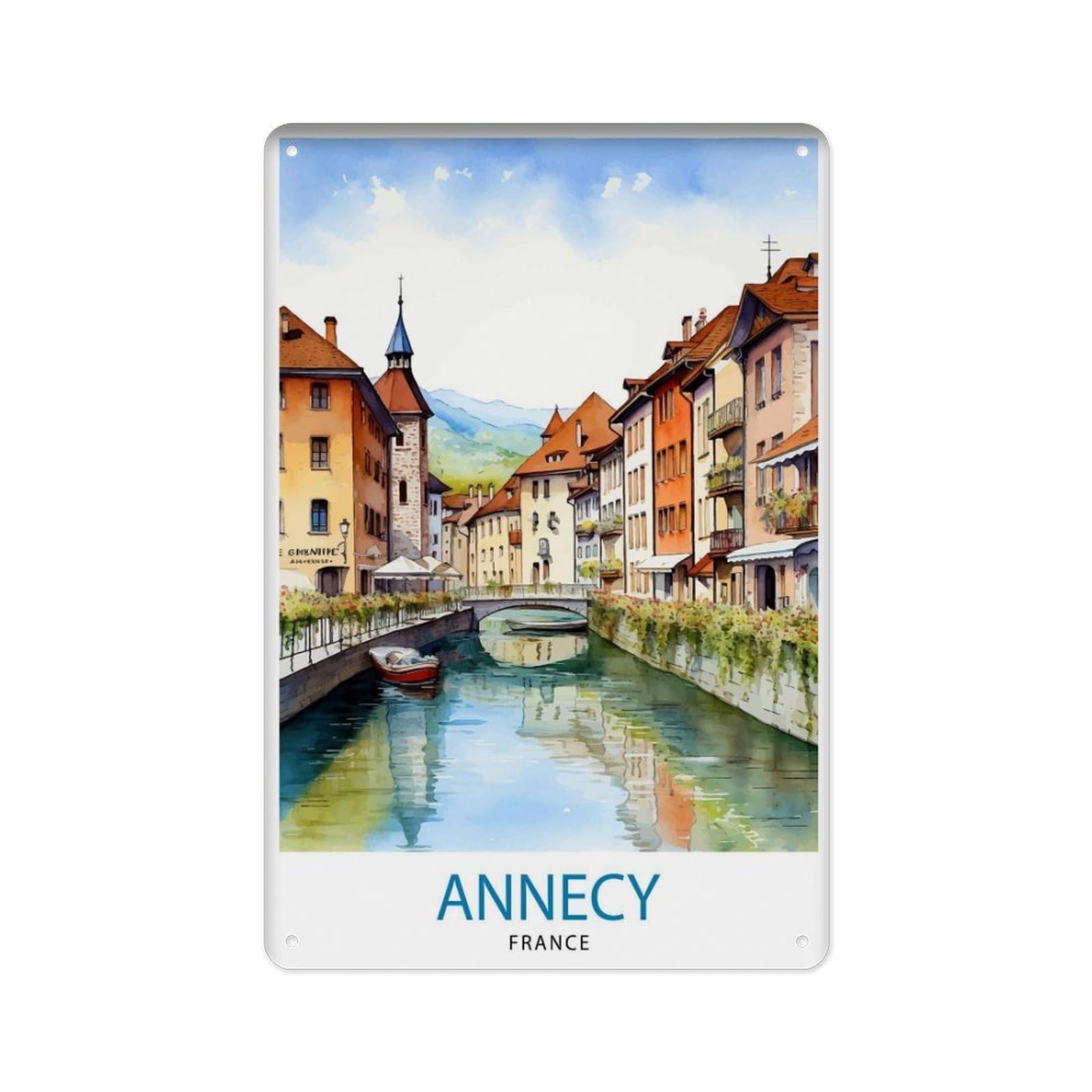 peiyeety Metal Tin Sign Annecy France Trip, Annecy Wall Decor, Annecy Poster, French Travel, Annecy Art, Annecy, Annecy 8 X 12 Inch