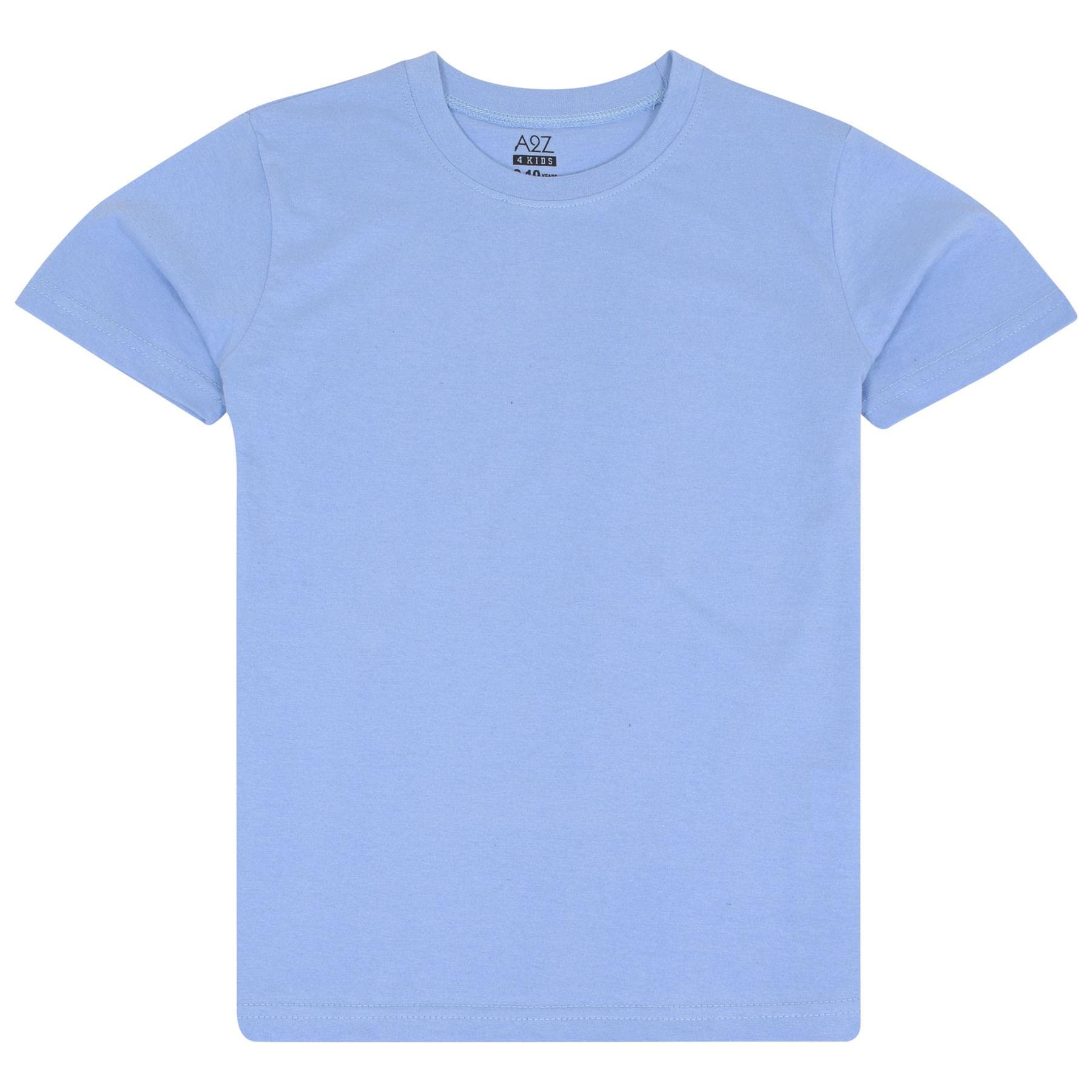 A2z 4 Kids Boys Sky Blue Cotton T-Shirt Plain - T Shirt Pl 13