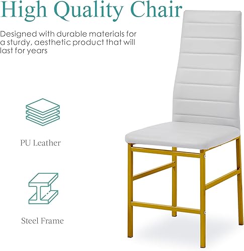 Miniatura 26 de Juego de 4 sillas de comedor, sillas de cocina, sillas laterales sin brazos para sala de estar, juego de 4 con marco de metal y patas (negro)