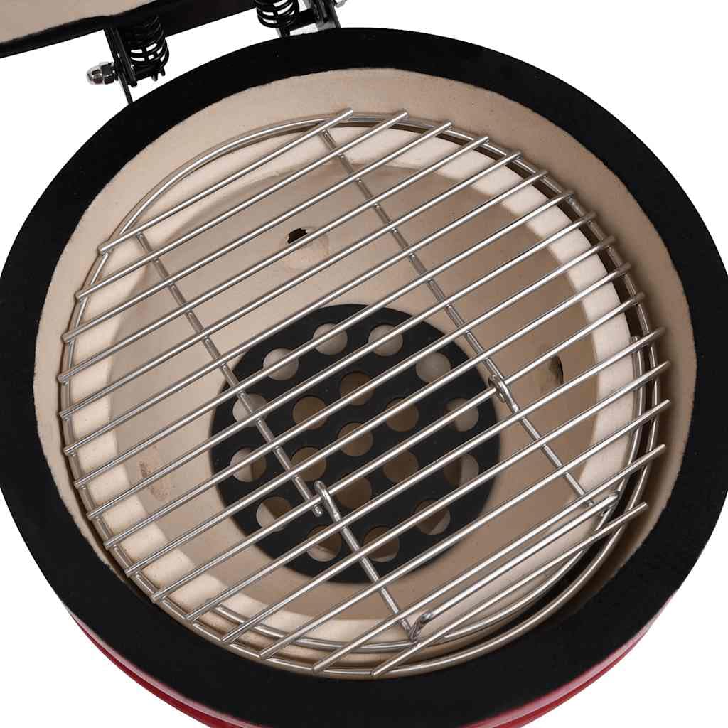 Kamado - Barbecue affumicatore 2 in 1 in ceramica, 56 cm, con griglia in acciaio inox da 26,5 cm, coperchio ribaltabile, termometro, ventilazione per barbecue, barbecue, affumicatura, all'aperto