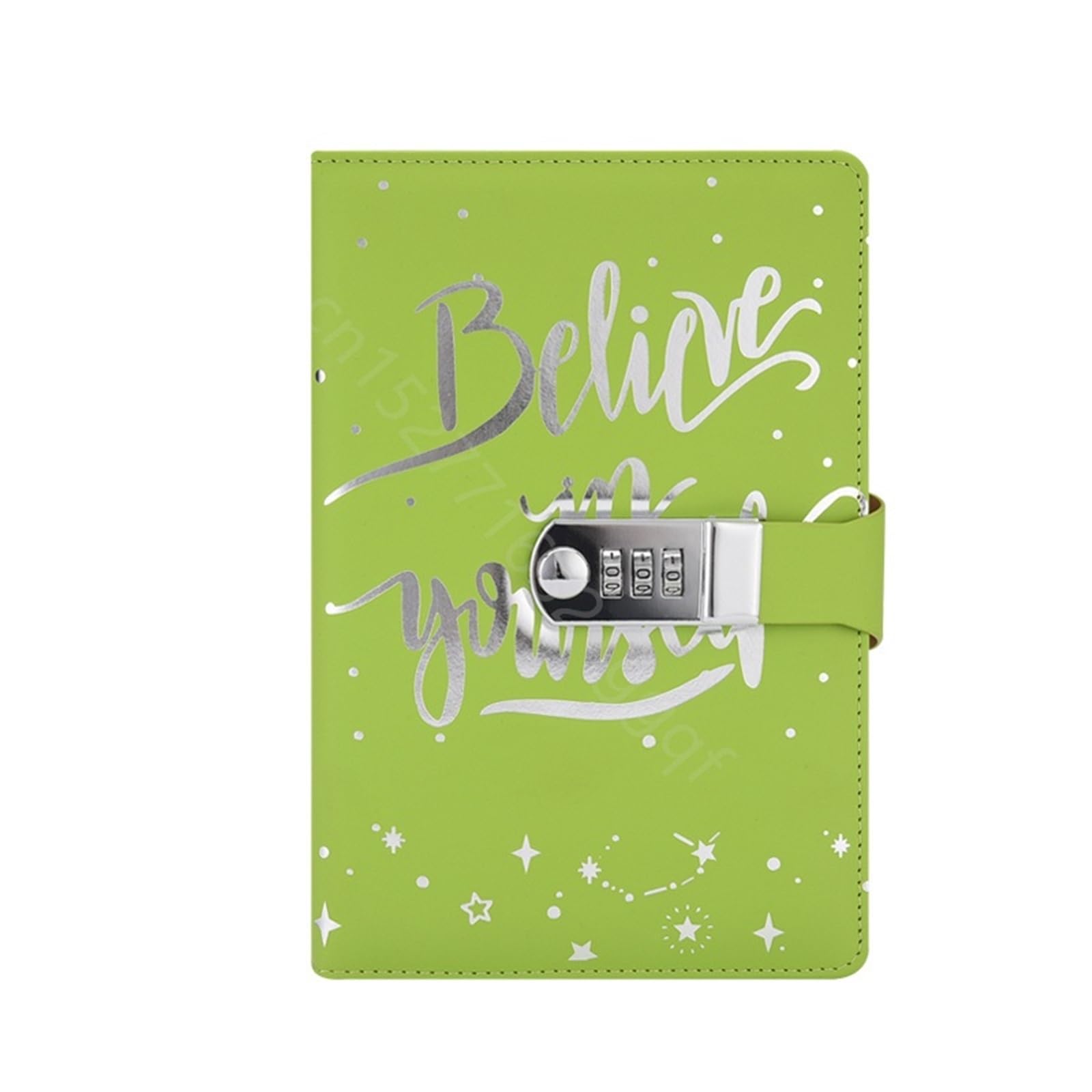 Cuaderno Diario de Cuero A5 con Cerradura combinada, Diario de Escritura de Viaje, planificador Personal, Agenda, Bloc de Notas, Regalo for niñas y niños(Green)