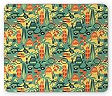 Mousepad Urlaubsthema Flip Flops Surfbrett Sonnenbrille Palmen Scooter Moderne Grafik Gaming Mausmatte Unisex Mauspad Rutschfest Office Mousepad 18X22Cm