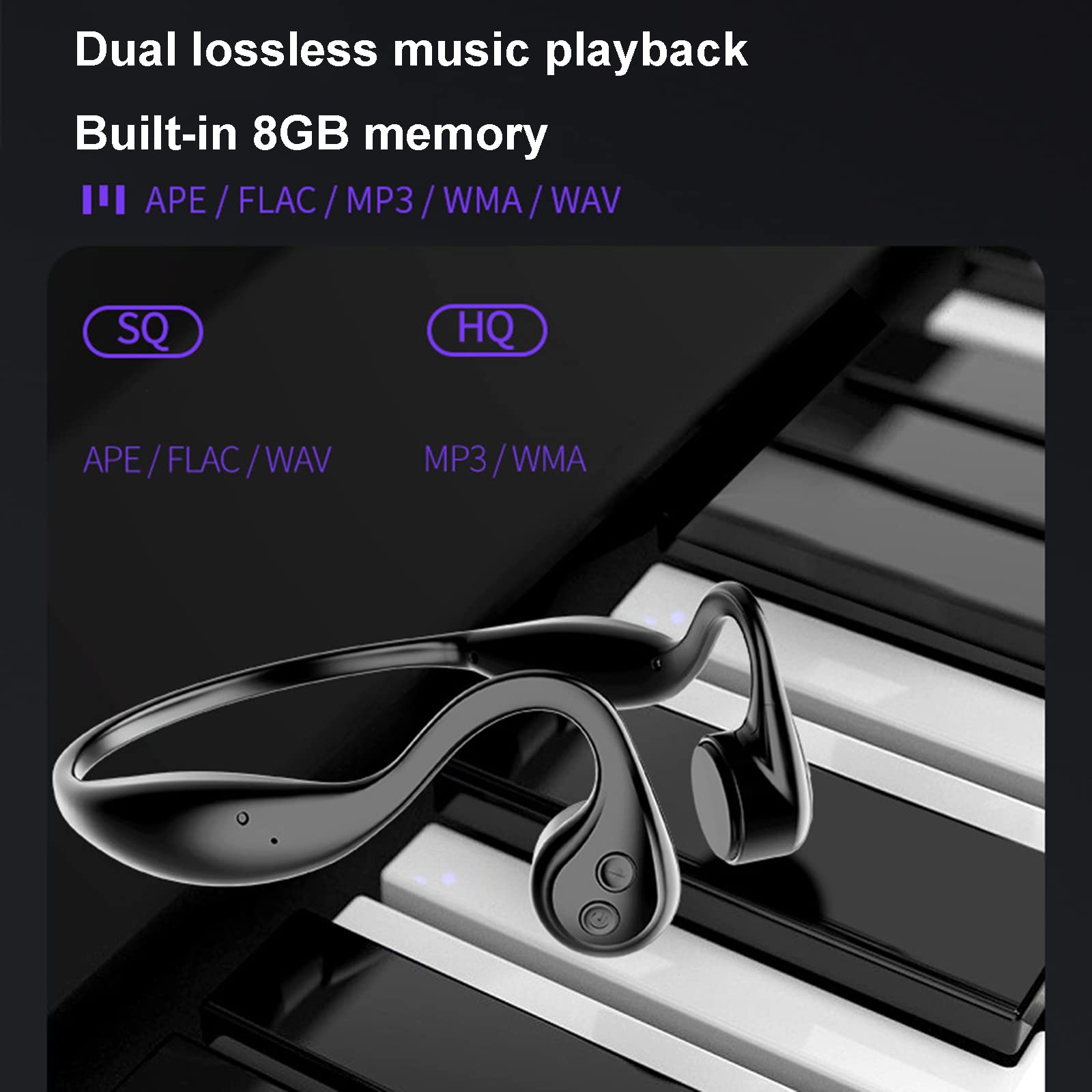 8 GB bezprzewodowy zestaw słuchawkowy Bluetooth z przewodnictwem kostnym, zintegrowany z muzyką Mp3, chudy sportowy Walkman do biegania