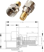 Vista 3 de Tipo F a SMA macho hembra conector coaxial adaptador coaxial 2 sistemas 6 PC