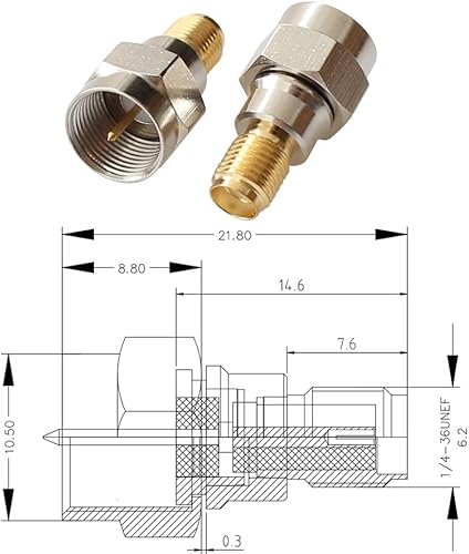 Miniatura 4 de Tipo F a SMA macho hembra conector coaxial adaptador coaxial 2 sistemas 6 PC