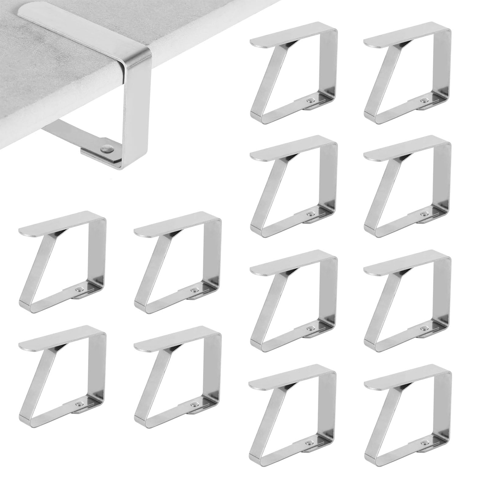 MEIRRAI Tischdeckenklammern, 12 Stück Tischklammern, Groß Tischtuchklammern Outdoor, 3,15 x 2,76 inch Tischdecken Klammern Edelstahl für Draußen