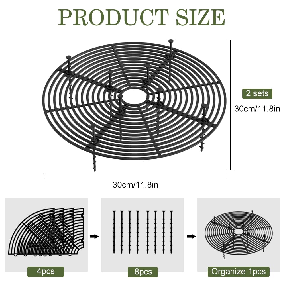 2 Pièces Grille Protection Plante 30 cm,Protege Pot de Fleur Chat,Protege Plante Bebe Ronde,Cache pour Pot Plantes Chat,Cache Plantes Découpable,Protection Pots Animaux pour Compagnie-Noir