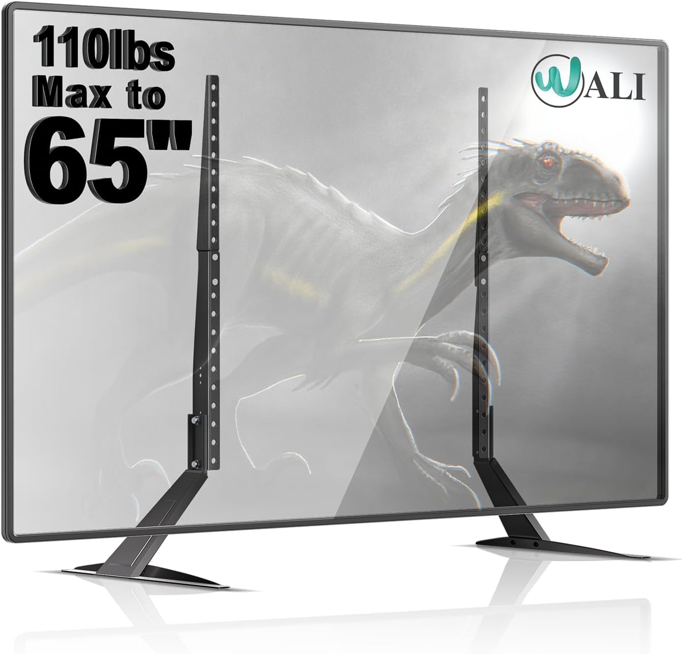 Product image of WALI Universal TV Stand 55 inch TV, TV Stand Mount for 22-65 Inch LCD Flat Screen TVs, Table Top TV Stands Holds up to 110lbs Mounting Holes up to 800 by 500mm (TVS001), Black