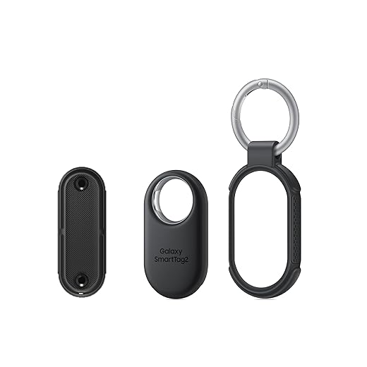 Samsung Galaxy SmartTag2 Bluetooth Smart baken met versterkte beschermhoes [exclusief Amazon], compatibel met Samsung Galaxy smartphones, verloren modus, zwart