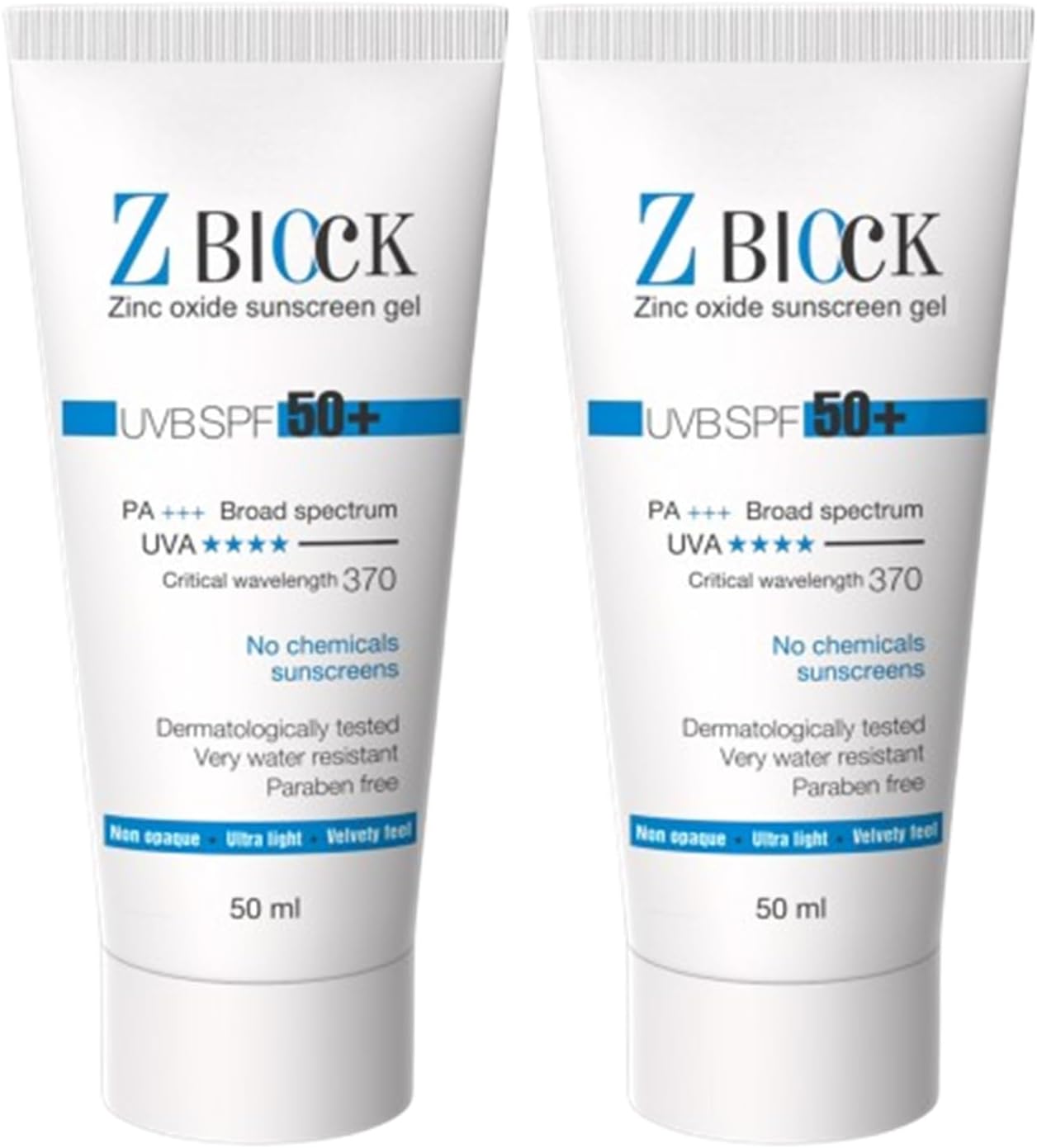 Z-Block Zinc Oxide Sunscreen Gel With Spf 50+ (50 Ml) - Pack Of 2, Sensitive