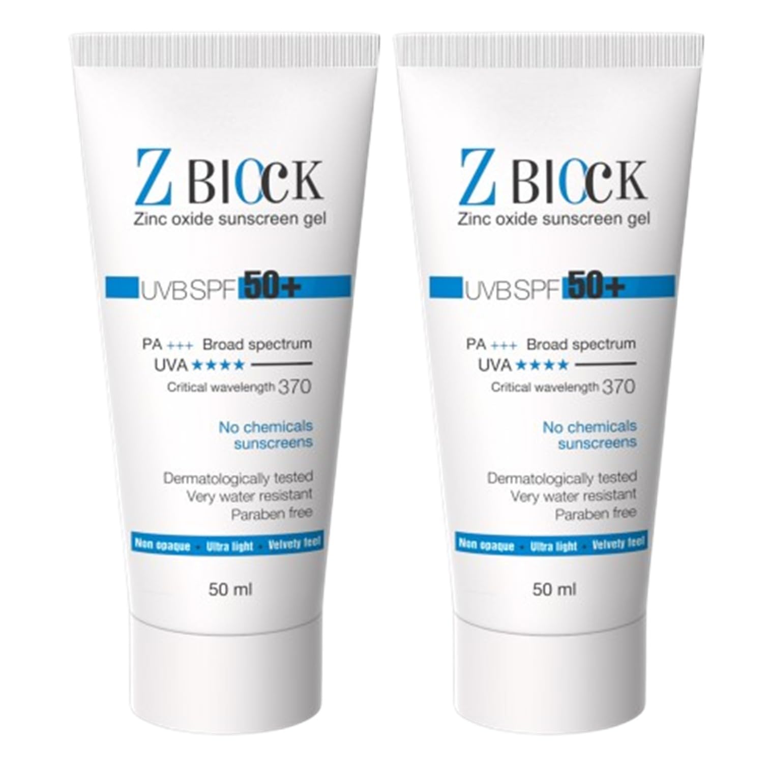 Z-Block Zinc Oxide Sunscreen Gel with SPF 50+ (50 ml) - Pack Of 2