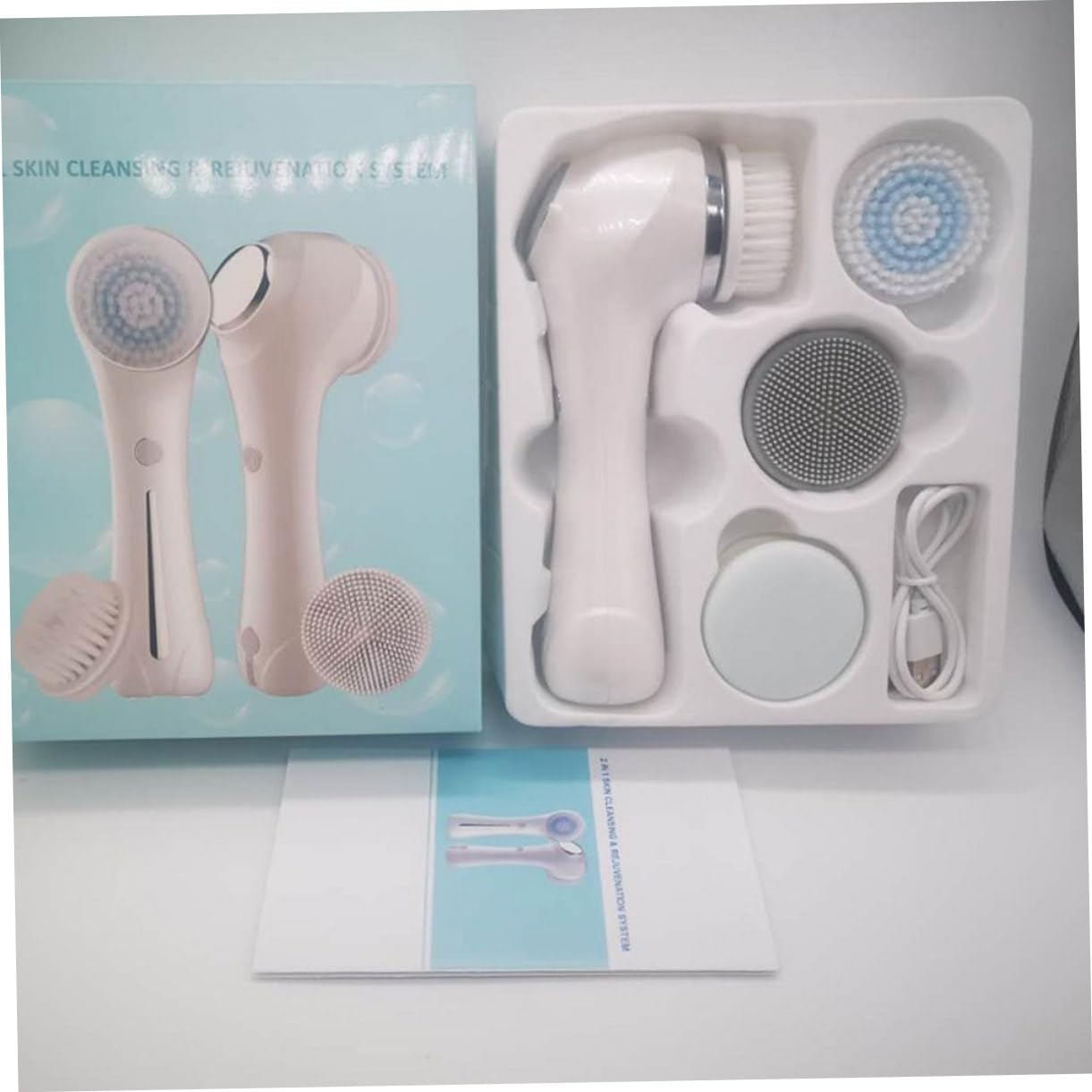 Cepillo de Limpieza Facial Eléctrico de Silicona Blanco Portátil