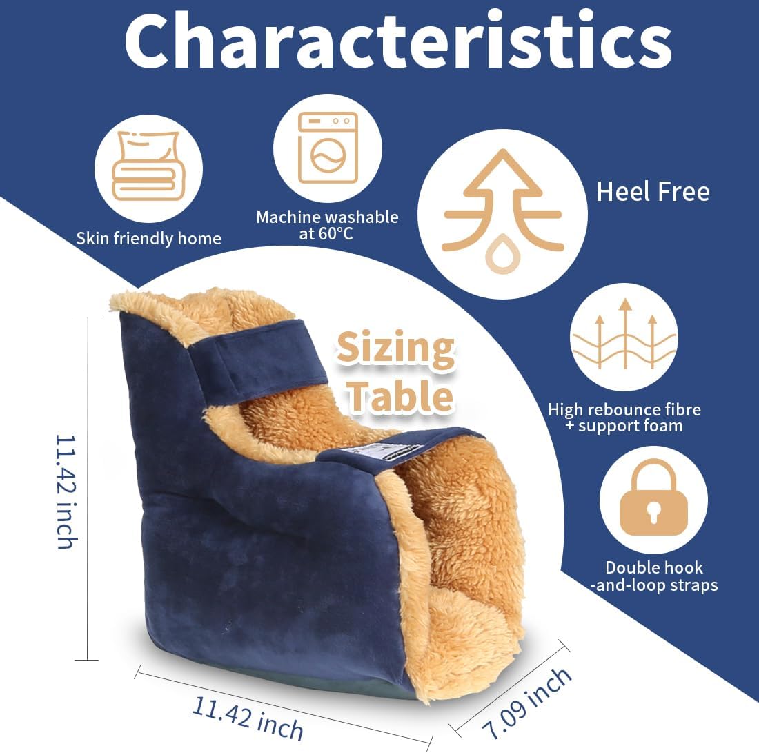 Heel Protectors for Bed Pressure Sores in Bed,Foot Boot Pillow Comfort Cushion for Bedridden Patients Remove Bedsores, Ankle Booties Pad for Ulcer Pain Relief (Gray, Pack of 1 Count)