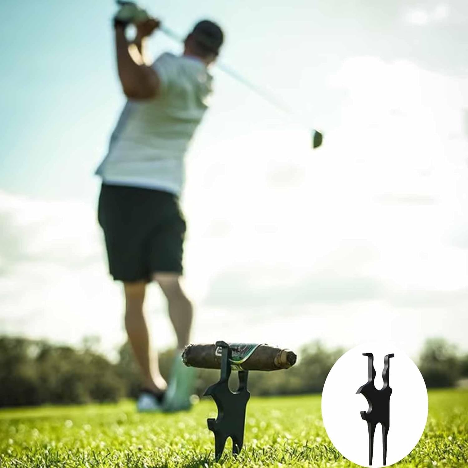 Golf Cigar Holder Divot Tool,Golf Tool - Golf Multi-Tool,Magnetic Golf Tube Holder for Golf Cart,Beer Shotgun,Ball Marker and Divot Tool?2PCS?