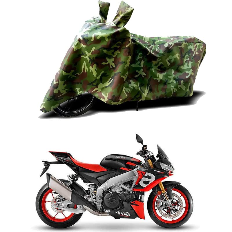 Image of 100% Water Resistant Bike Scooty Two Wheeler Body Cover Compatible for Aprilia Tuono 660 STD /UV-Rays /Heat Protection /Birds Dropping /Scratchproof /Dust Proof /Waterproof /All Varient[Green MJ]