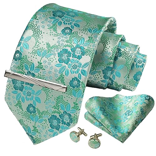 Image of Paisley Floral Mens Tie Formal Necktie Pocket Squares Ties Clips Cufflinks Classic for Men Set