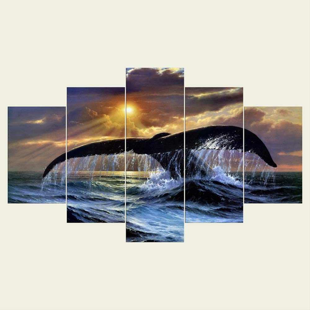 Toile mur art photo maison salle ocean paysage | Peinture décorative whale tail seascape
