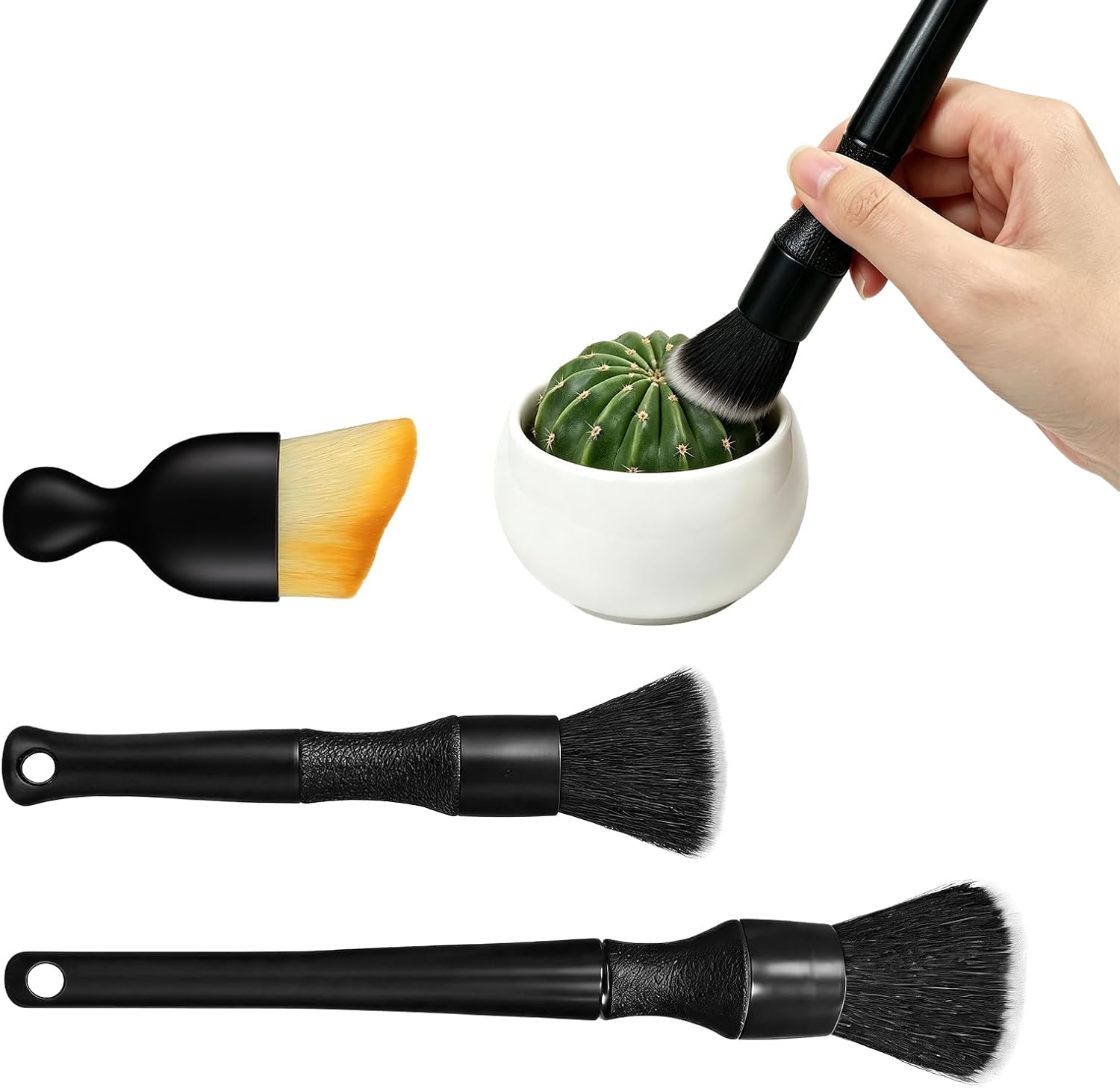3-Pack Cactus & Succulent Cleaning Brushes – Soft Bristle Plant Care Tools for Dusting Bonsai, Indoor Plants & Garden