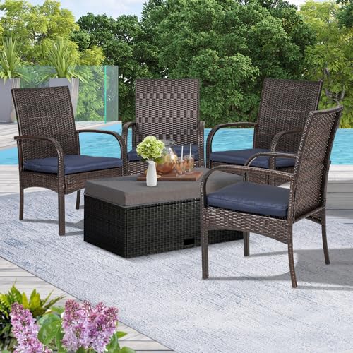 Sailary VC-VS01RT001 2 Pcs Wicker Patio Dining Padded Cushions, Outdoor Rattan Chairs thumb #1