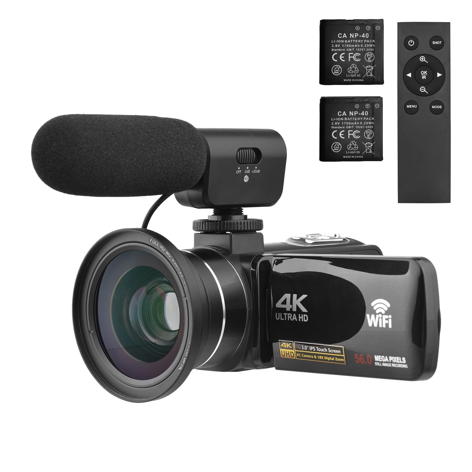 Videocámara Digital 1080P Full HD 36MP – Pantalla IPS Giratoria 270°, Zoom 16x, Visión Nocturna IR, Función Webcam, Micrófono Externo, Control Remoto – Ideal Para Vlog Y YouTube