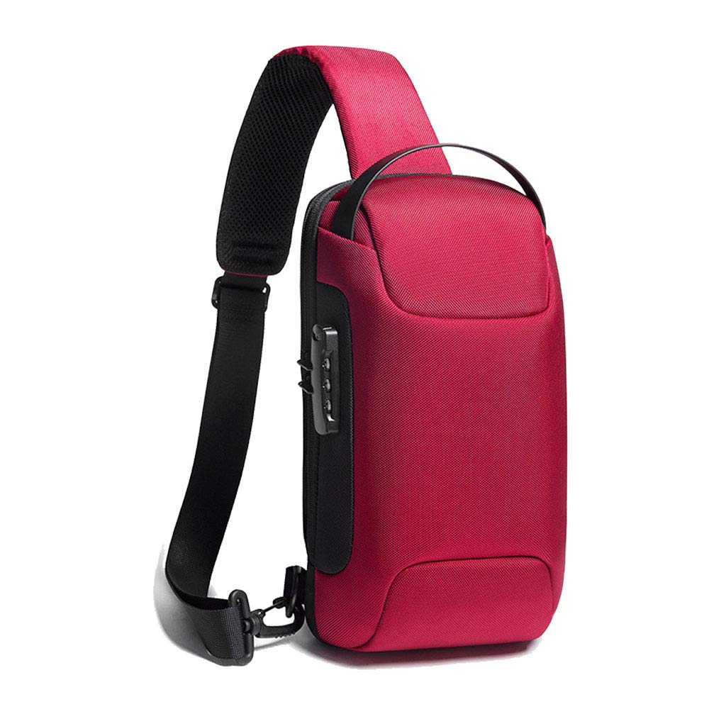 OZUKOAnti Theft Sling Bag Shoulder Backpack Casual Outdoor Chest Bags Crossbody Daypack, Waterproof Crossbody Travel Shoulder Bag (Red)