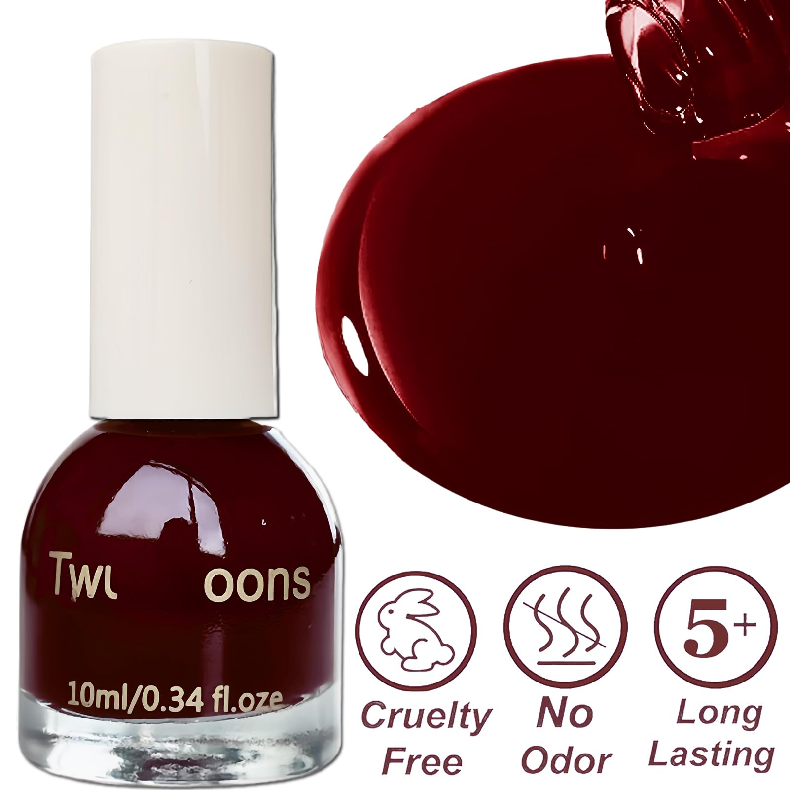Chunky Star Jelly Glitter Nail Polish – Water-Based Peel Off, Quick Dry, 10ML, Non-Toxic, Pink Jelly Base with Gold Star & Moon Glitter for Women & Girls: Burgundy