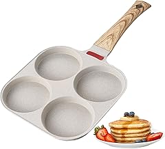 Panela para fazer panquecas | Panela antiaderente para com 4 xícaras | Chapa para panquecas, utensílios de cozinha universais para bacon, hambúrgueres, mini panquecas e omeletes Demaxiyad