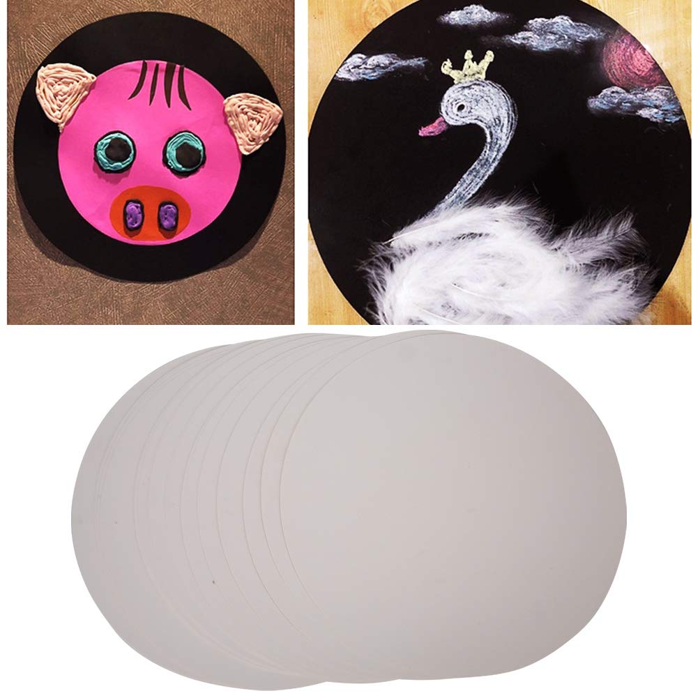 Drawing Sketch Paper, 20 Pcs Round Painting Kraft Paper Thickened Hand Painting Kraft Paper Pad Circle Kraft Paper for Drawing Painting (White) Kraft Paper