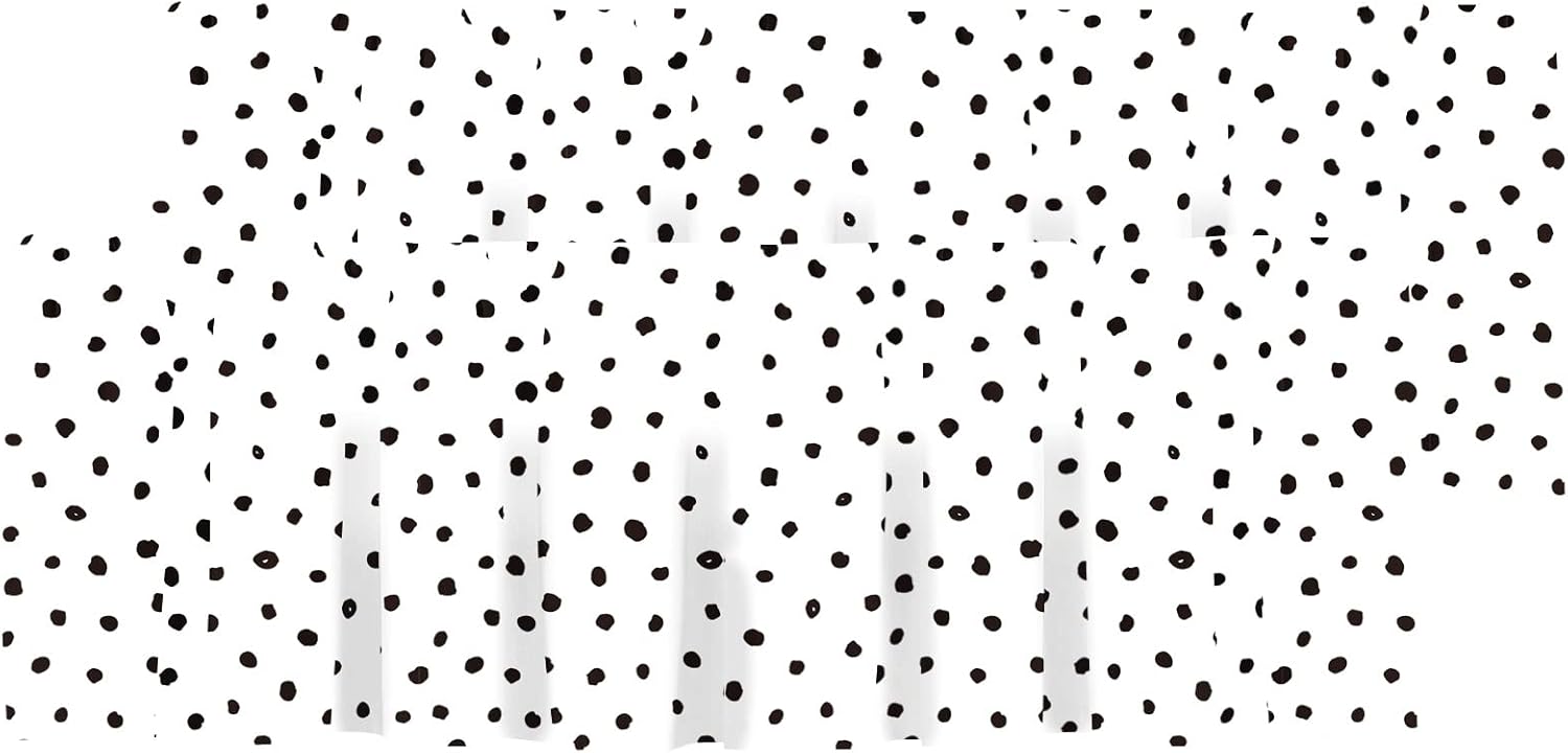 Healbrighting Blackout Polka Dots Black and White Rod Pocket Short Window Curtain Valance for Kitchen Bedroom Decor, 52" x 18", Black and White, 2 Panels