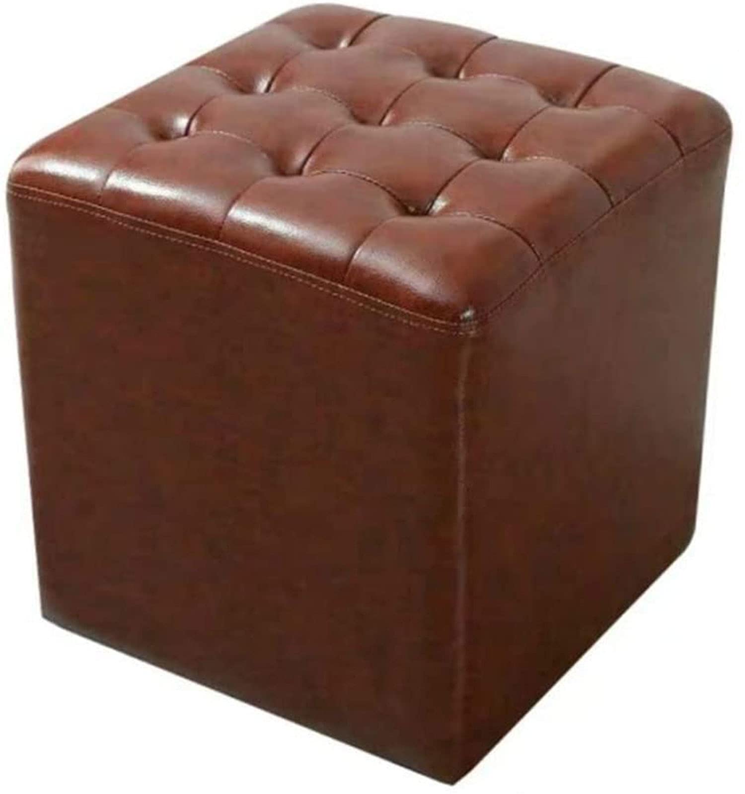 Banc à chaussures pour entrée en cuir marron foncé 37x37x40cm