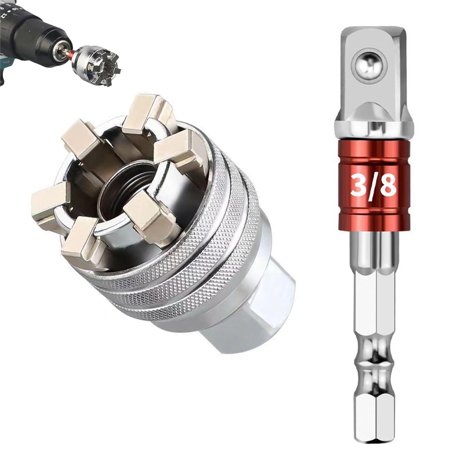 Universal Adjustable Socket Wrench for Standard Metric 10-19mm, Updated Multi-Function Maintenance Socket for 3/8" Drive Ratchet, Torque Wrench & Power Drill