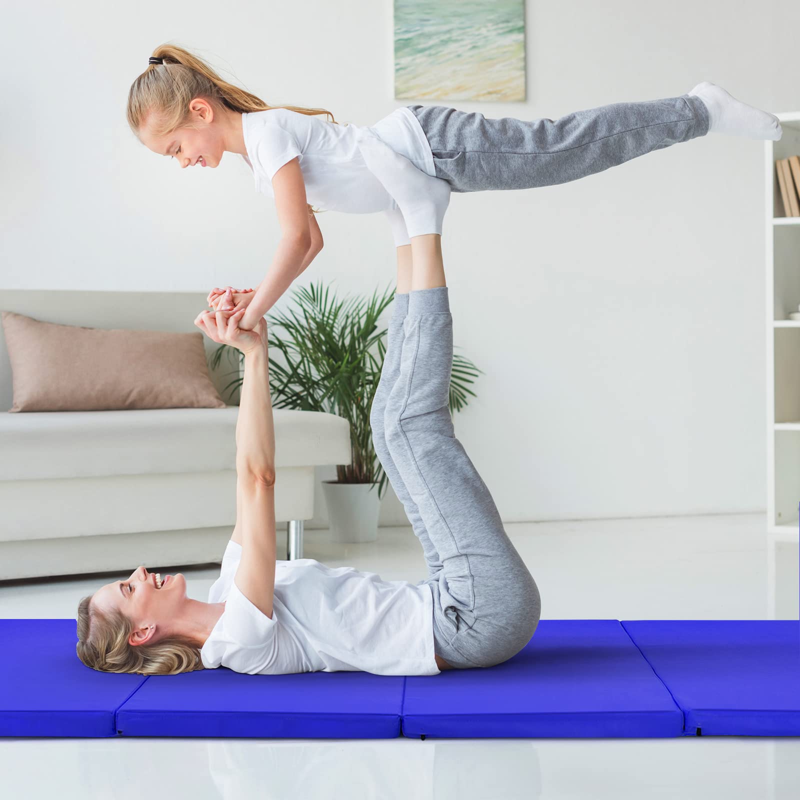 COSTWAY Tapis de Gymnastique Pliable Epais 4 Plis