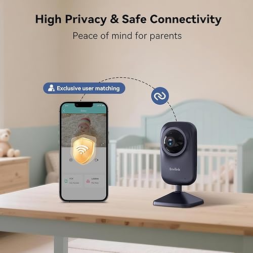 Miniatura 5 de Monitor de video para bebés con visión nocturna, pantalla LCD de 2.8 pulgadas, alarma de modo VOX y largo alcance de 1200 pies, canción de cuna,