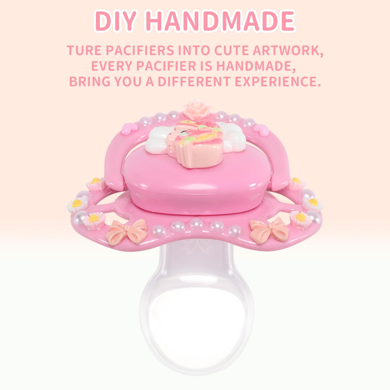 CutiePlusU Adult Sized Pacifier Dummy for Adult DIY Handmade Big Shield-Unicorn Pink - Image 3