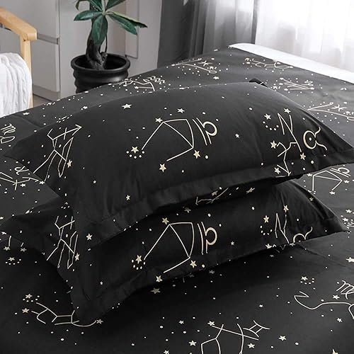 Vista 33 de ZHH E-COMMERCE Juego de funda de edredón individual para niños, funda de edredón de constelación de 3 piezas (1 funda + 2 fundas de almohada), Blue