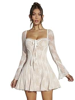 スカート Ameri VOLUME BUSTIER LAYERED DRESS Yellow Bustier Dress - Midi Dress With Pockets - Lace-Up
