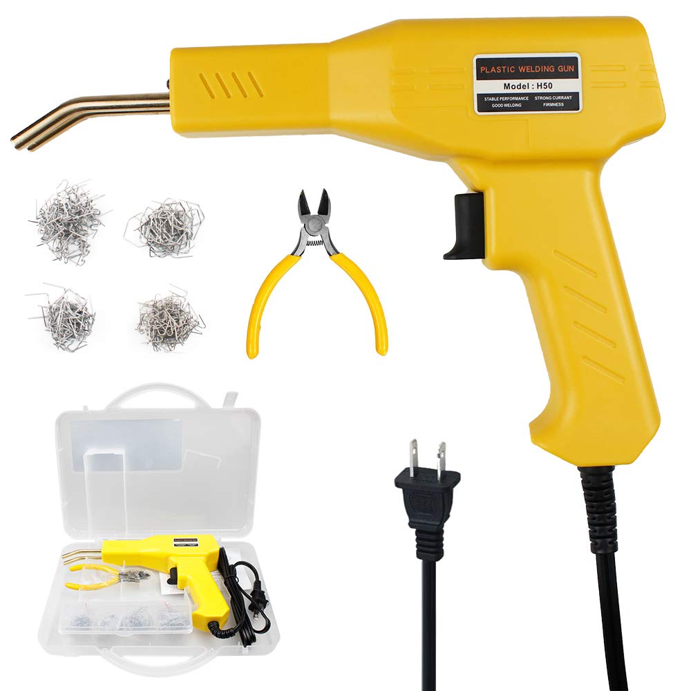 50W Hot Staplers Machine, Snnetwork Professional Car Bumper Crack Repair kit Welding Machine Set, Handy Plastics Welders Garage Tools, Hot Thermal Stapler Welder Gun Garage Repair Tools, Yellow