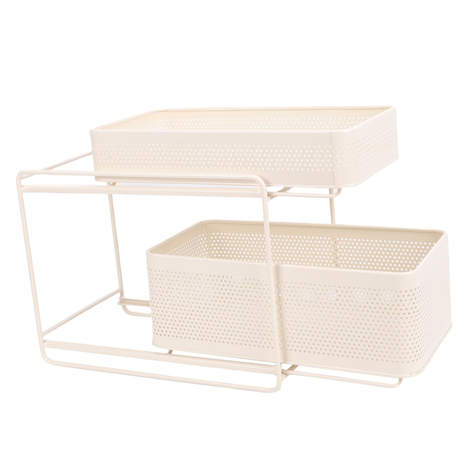 Alomejor 2-stufiger Ausziehbarer Organizer Unter der Spüle, Gewürzregal aus Rostfreiem Stahl für Platzsparende Küche, Ausziehbares Schrankregal für Schmale Schränke, 35,6 X 31,8 X 20,1 Cm