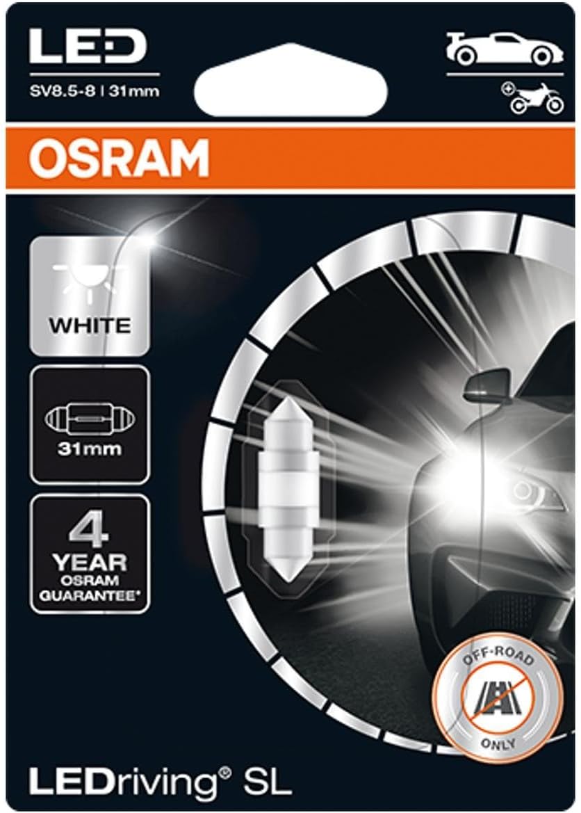 Osram Ledriving® Sl C5W (31mm) White 6000K LED Signal Lamp Off-Road Only Non-Ece Single Blister (1 Lamp)