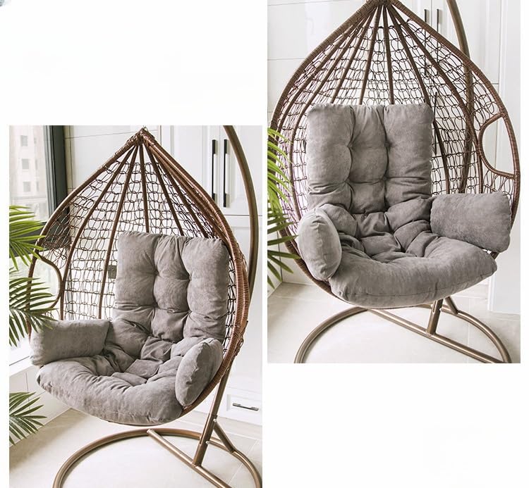 Chaise œuf Suspendue Avec Balançoire Amovible - Osier Lavable, Fond Antidérapant - Pour Intérieur, Style Cocooning Et Détente (Noir)
