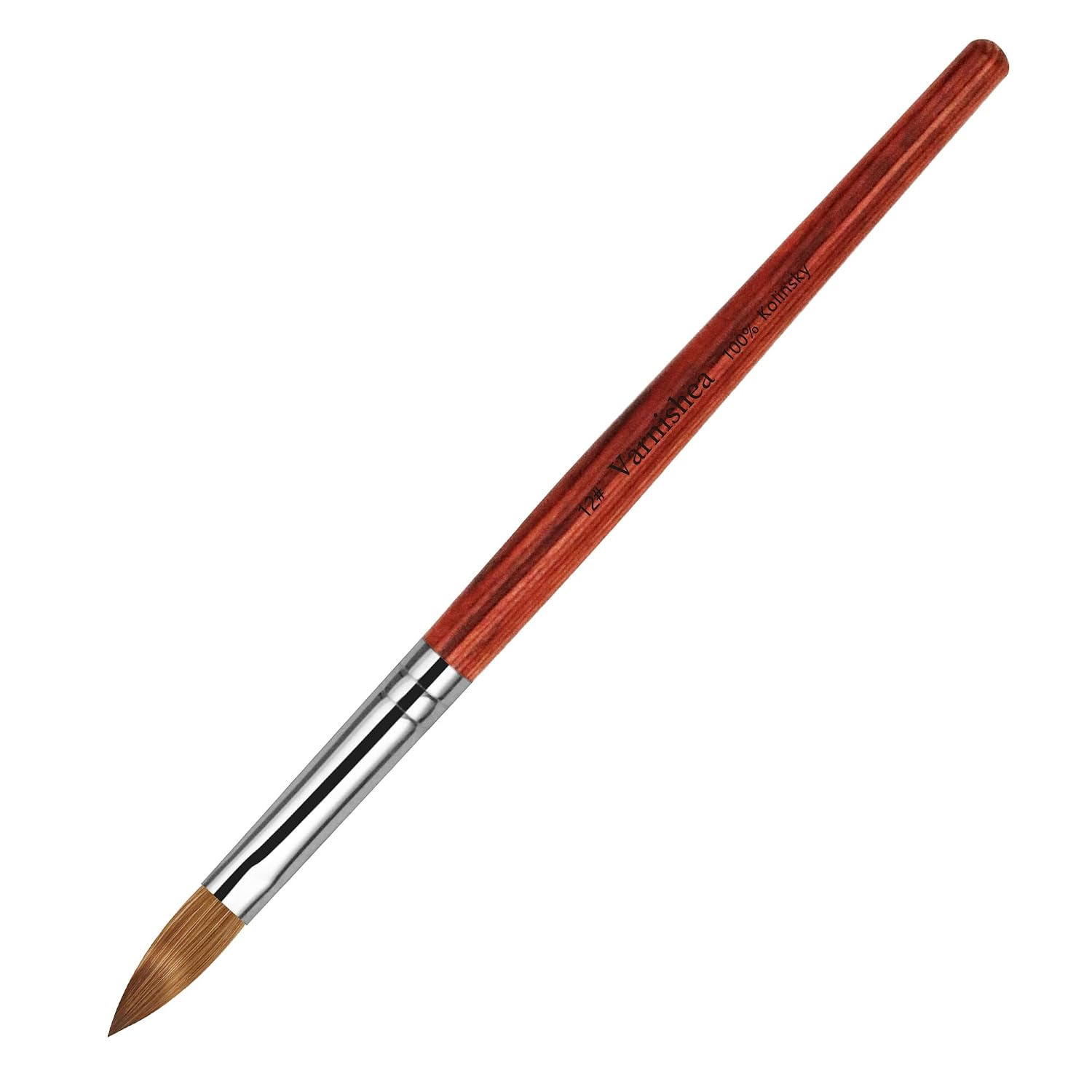 100% Pure Kolinsky Acrylic Nail Brush Mahogany Wood Handle Professional Manicure Brushes for Powder Nail Acrylic Application - Salon & DIY Nail Art Essentials - Size 12, 1.0 Count