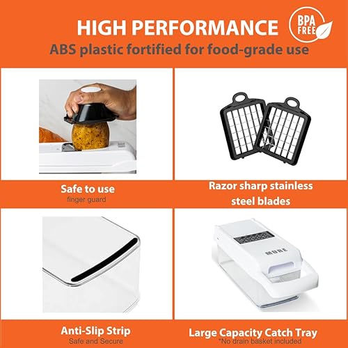 Miniatura 5 de MURE Pro - Picador de verduras 12 en 1, picador de verduras de 8 cuchillas, picador de verduras con recipiente, picador de alimentos con recipiente,