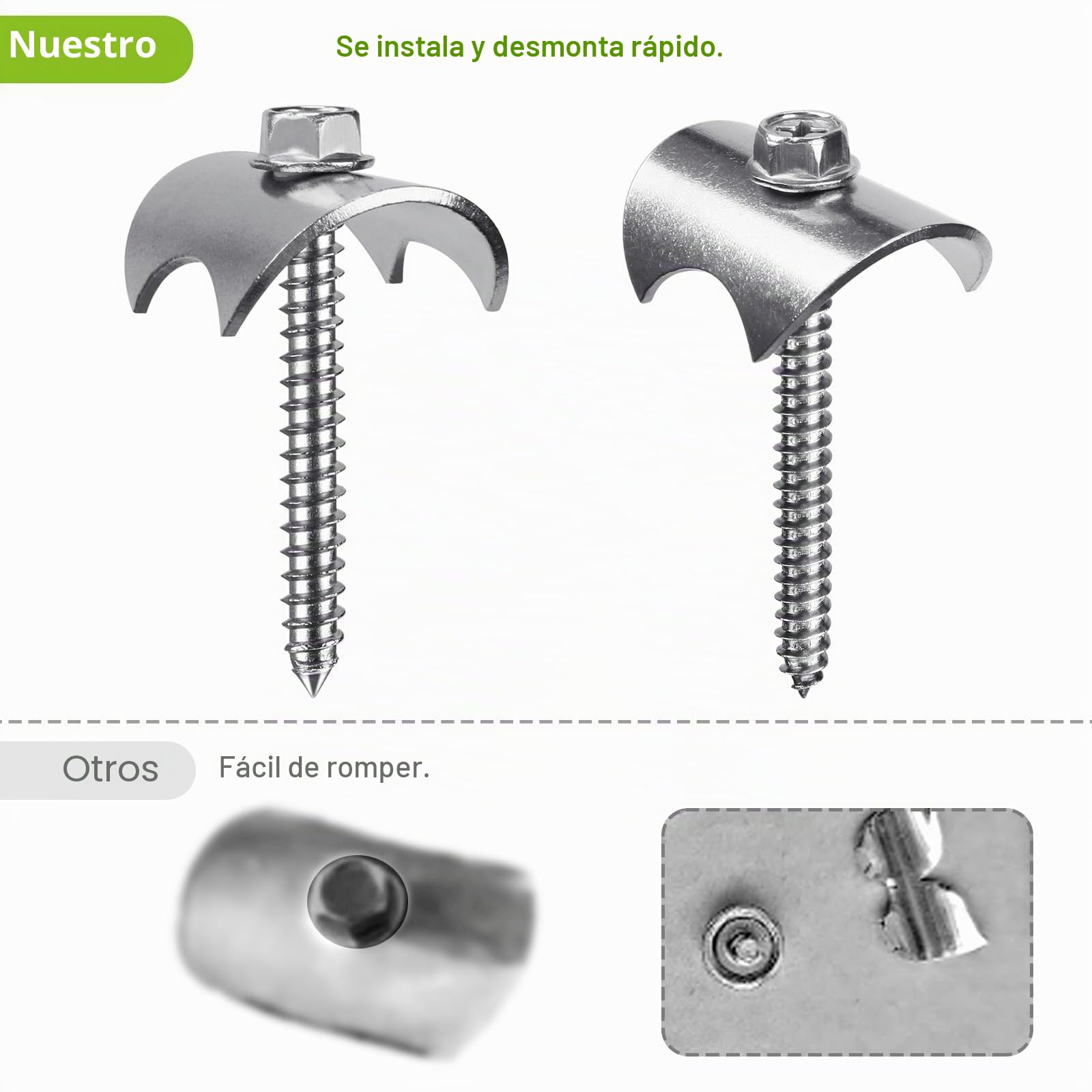 Insaga 200 pinzas para valla de alambre de acero inoxidable 304 reutilizables, 200 tornillos de valla con fijación de alambre para malla de alambre y vallas tejidas