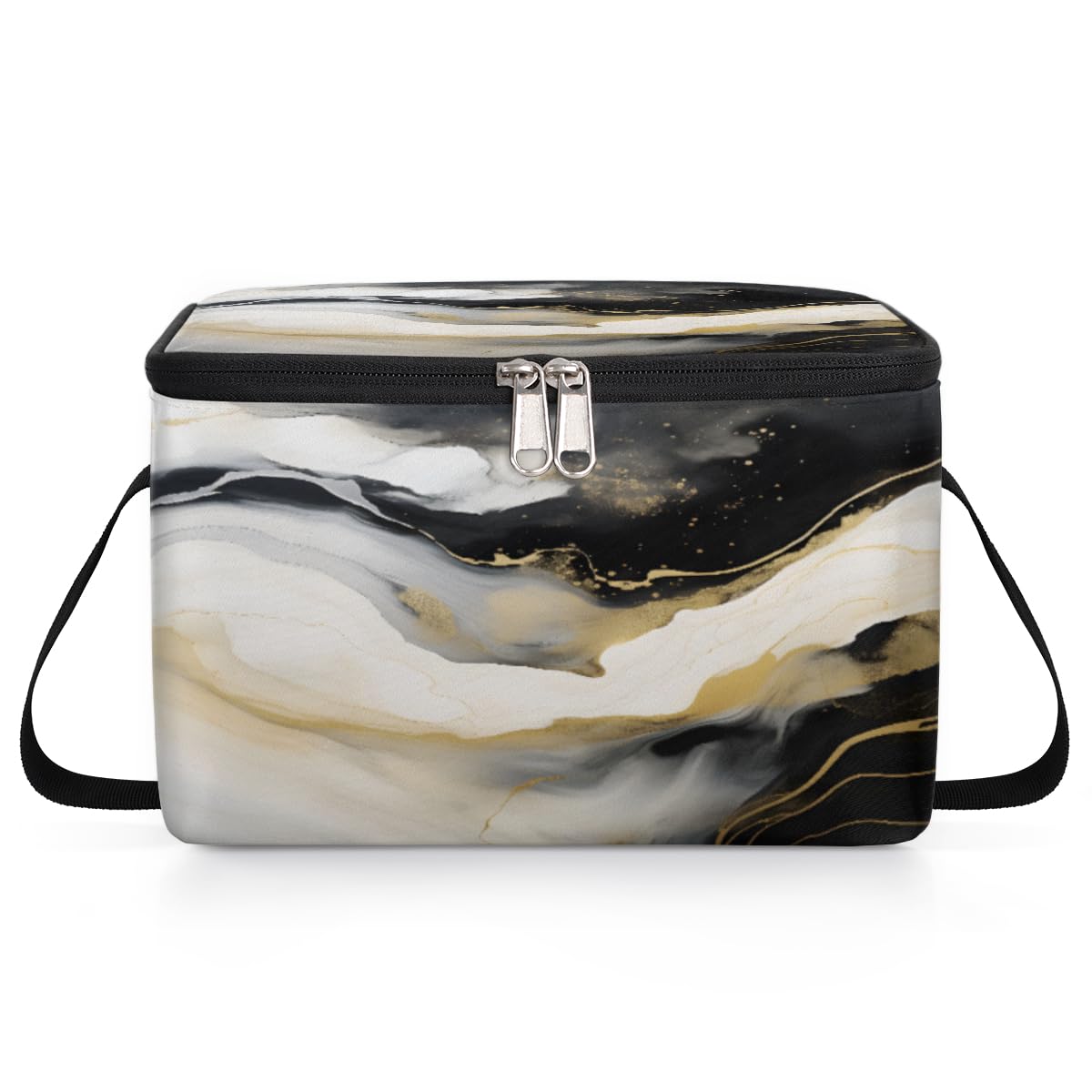 GzLeyigou Liquid Marbling Lunch Bags for Women Men 9 Cans, Hot & Cold Food Delivery Bag Insulated Grocery Bag Insulated Lunch Box Art Painting Cooler Bag for Office Work Picnic Beach