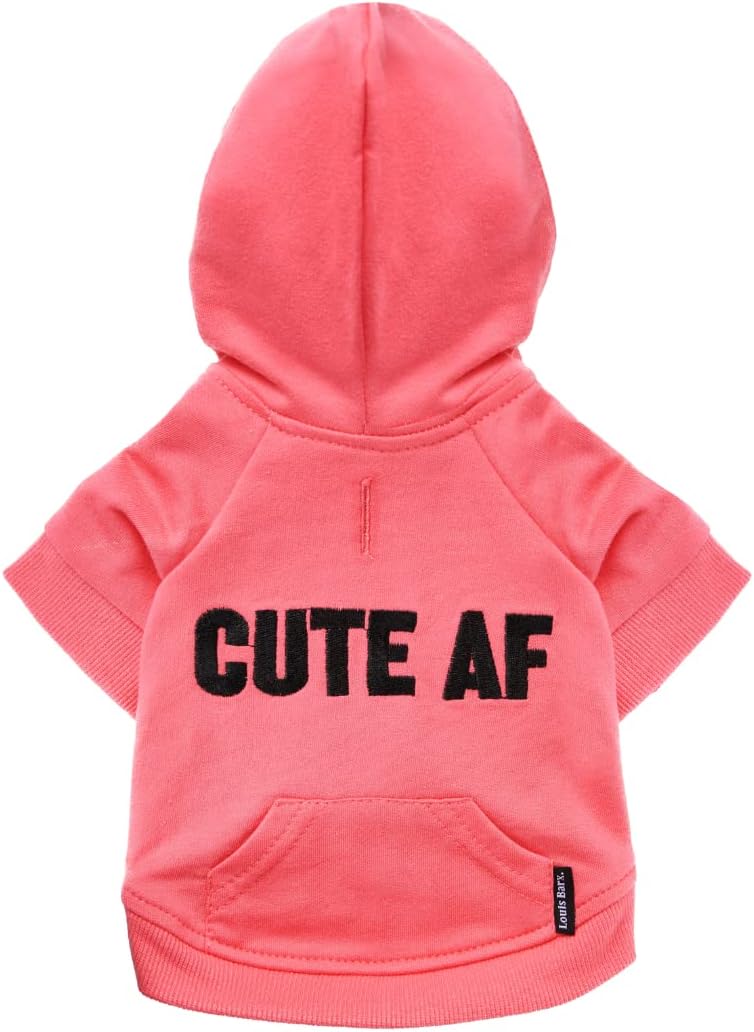 Dog Graphic Hoodie, Pet Clothes, Small/Large Breeds (XX-Large, Cute AF)