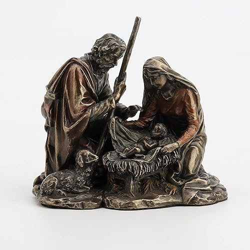 Veronese Design Estatua de resina de bronce fundido en frío de la belén de Jesús, 3.9in de alto