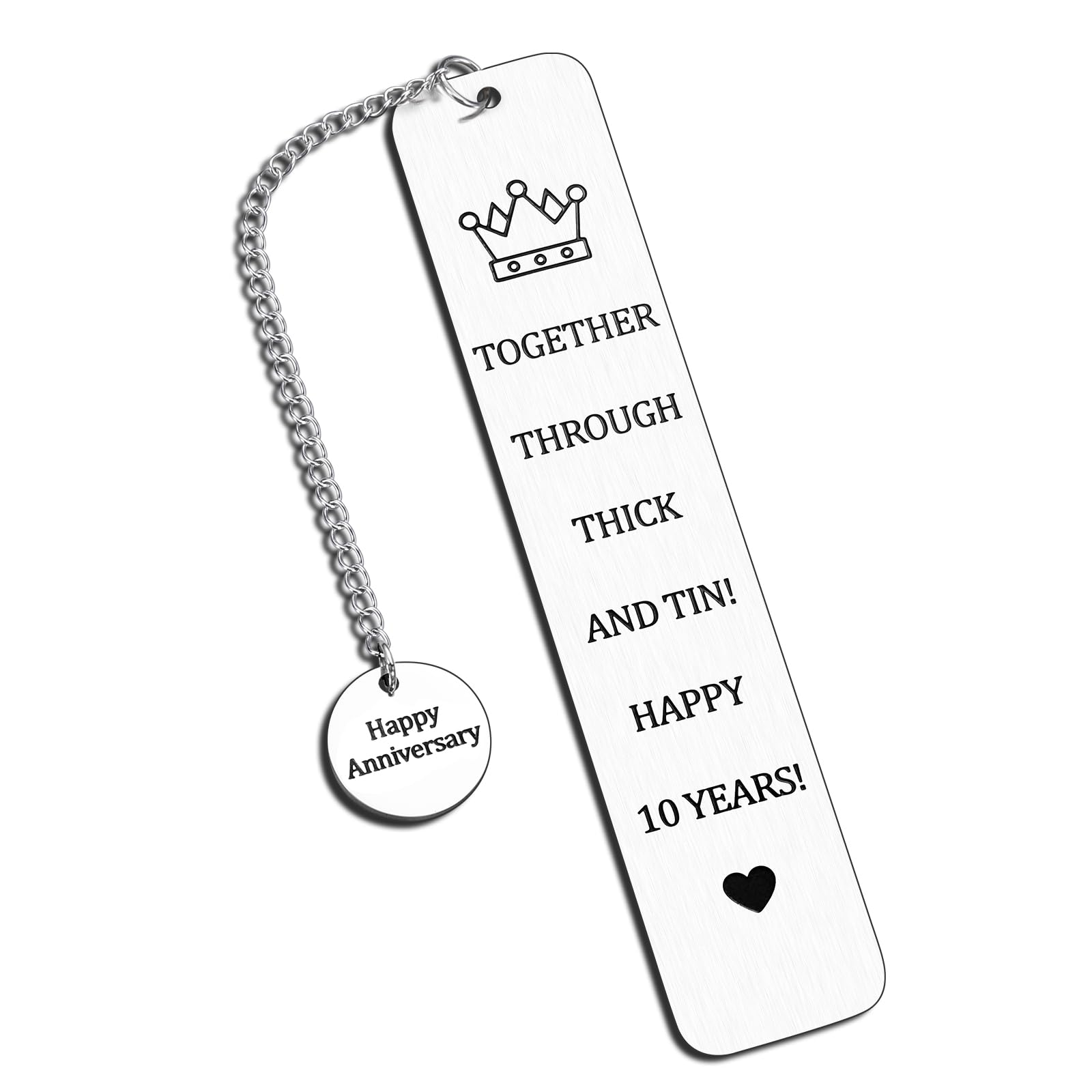 10 Year Anniversary Bookmark for Him Her 10th Anniversary Tin Gifts for Wife Husband Couple Gifts for 10th Wedding Anniversary for Book Lover Gifts